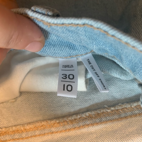 LOFT HIGH RISE FRAYED CUT OFF DENIM SHORTS 17” WAIST - Picture 7 of 9